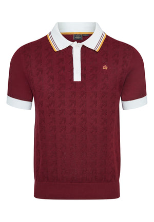 colour_Burgundy|Pointelle Knitted Polo Shirt by Merc