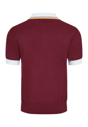 colour_Burgundy|Pointelle Knitted Polo Shirt by Merc