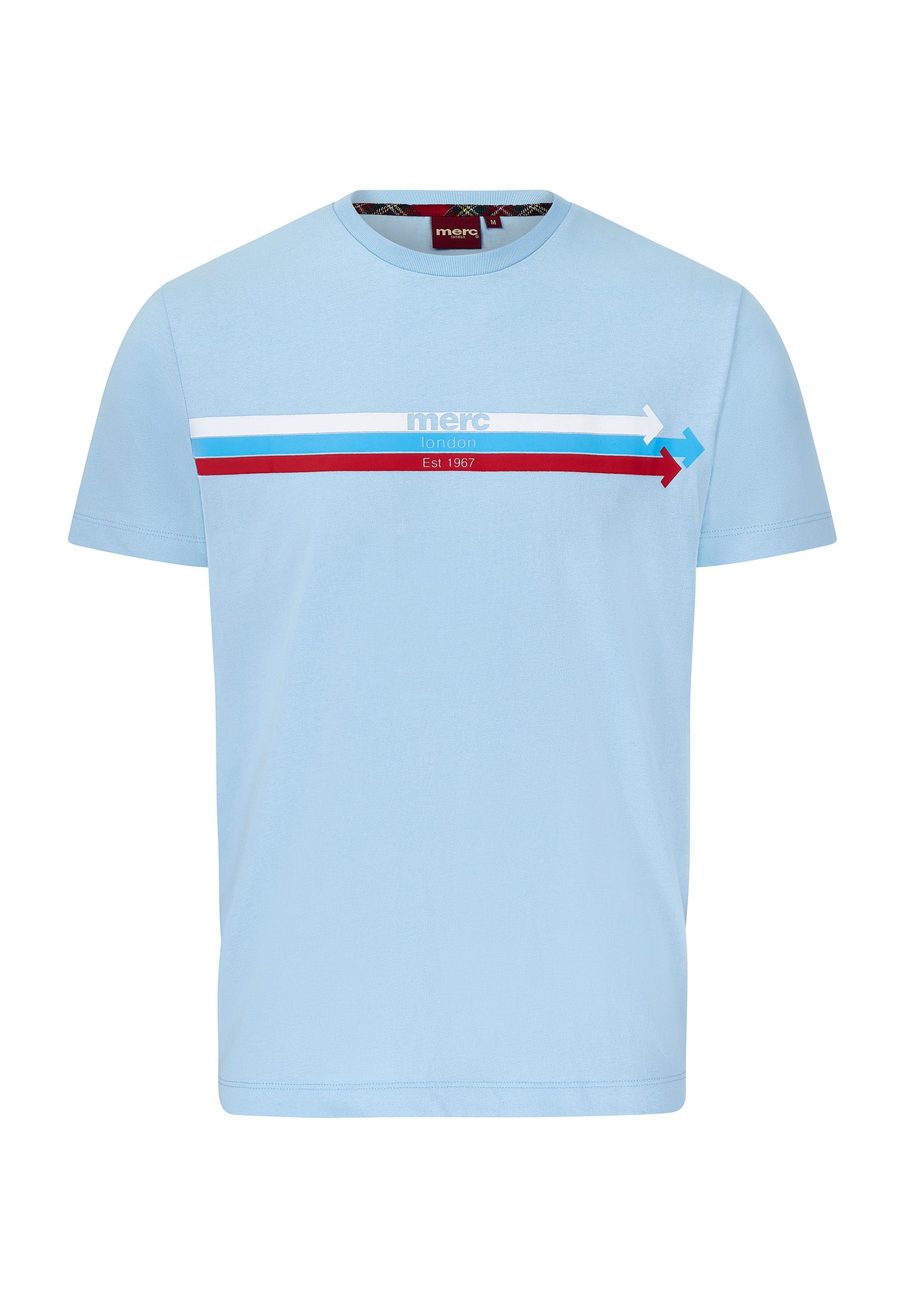 Right Arrows Print Merc London T-Shirt in Baby Blue