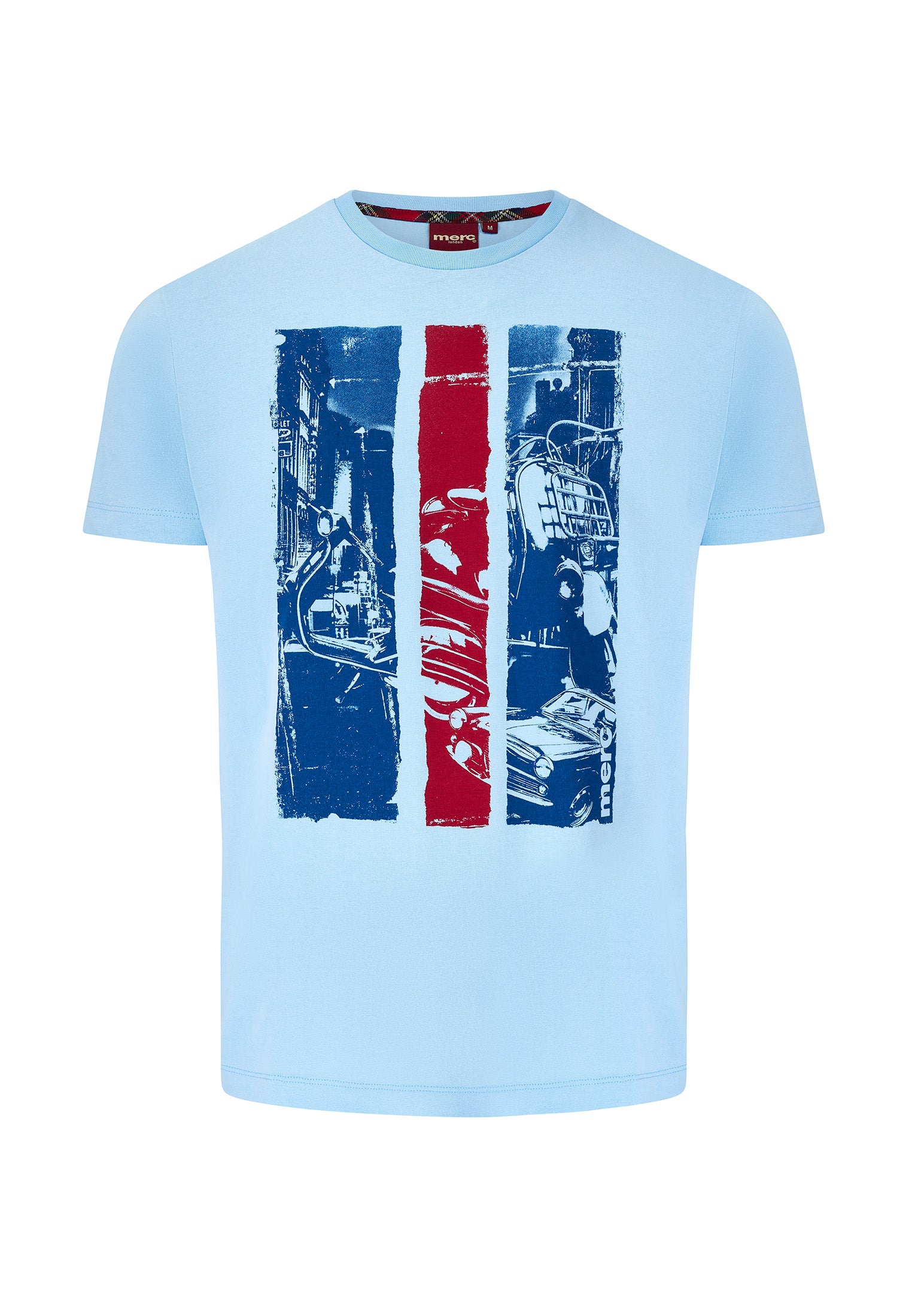 Printed Mens T-Shirt by Merc in Baby Blue
