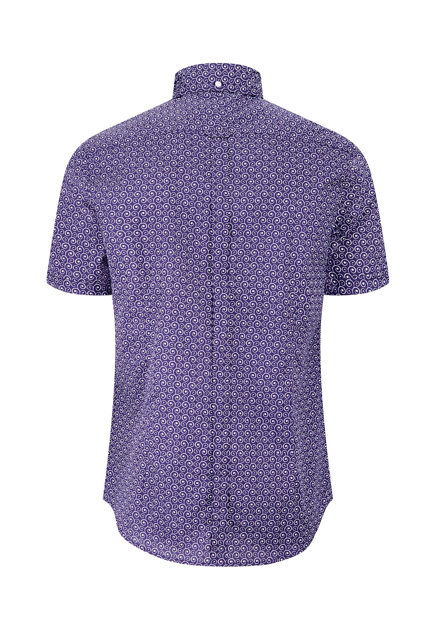 colour_Navy|Blue Geometric Print Short Sleeve Shirt by Merc 