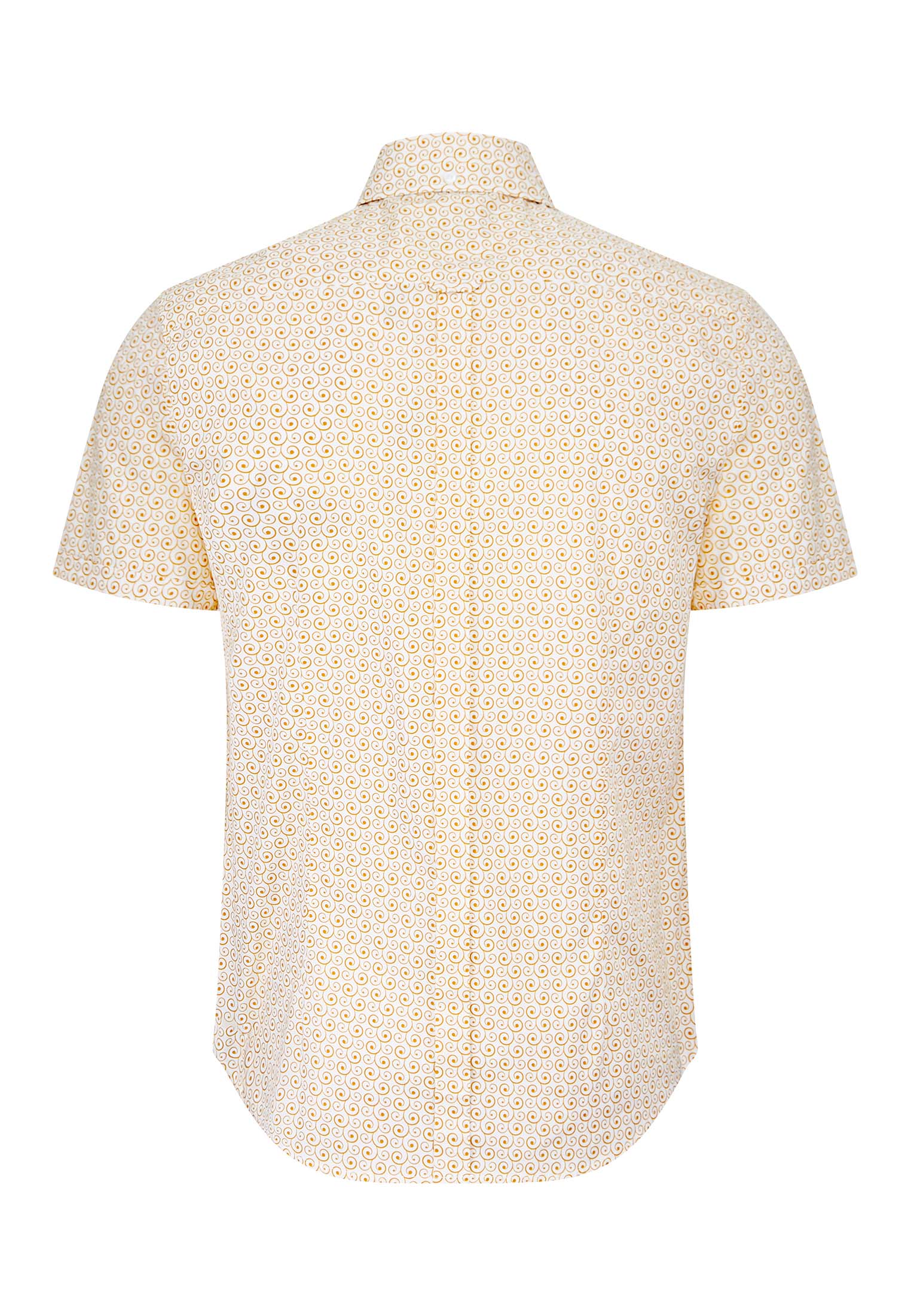colour_Ochre|Blue Geometric Print Short Sleeve Shirt by Merc 