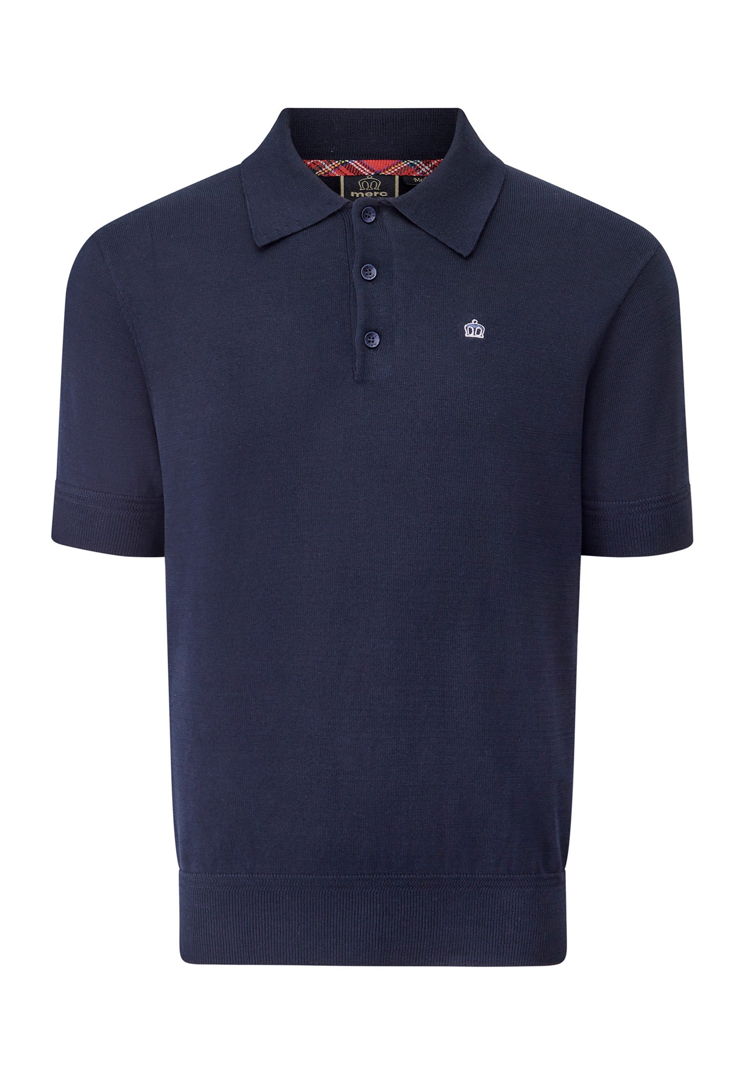 Super Soft Knitted Polo Shirt In Dark Blue by Merc