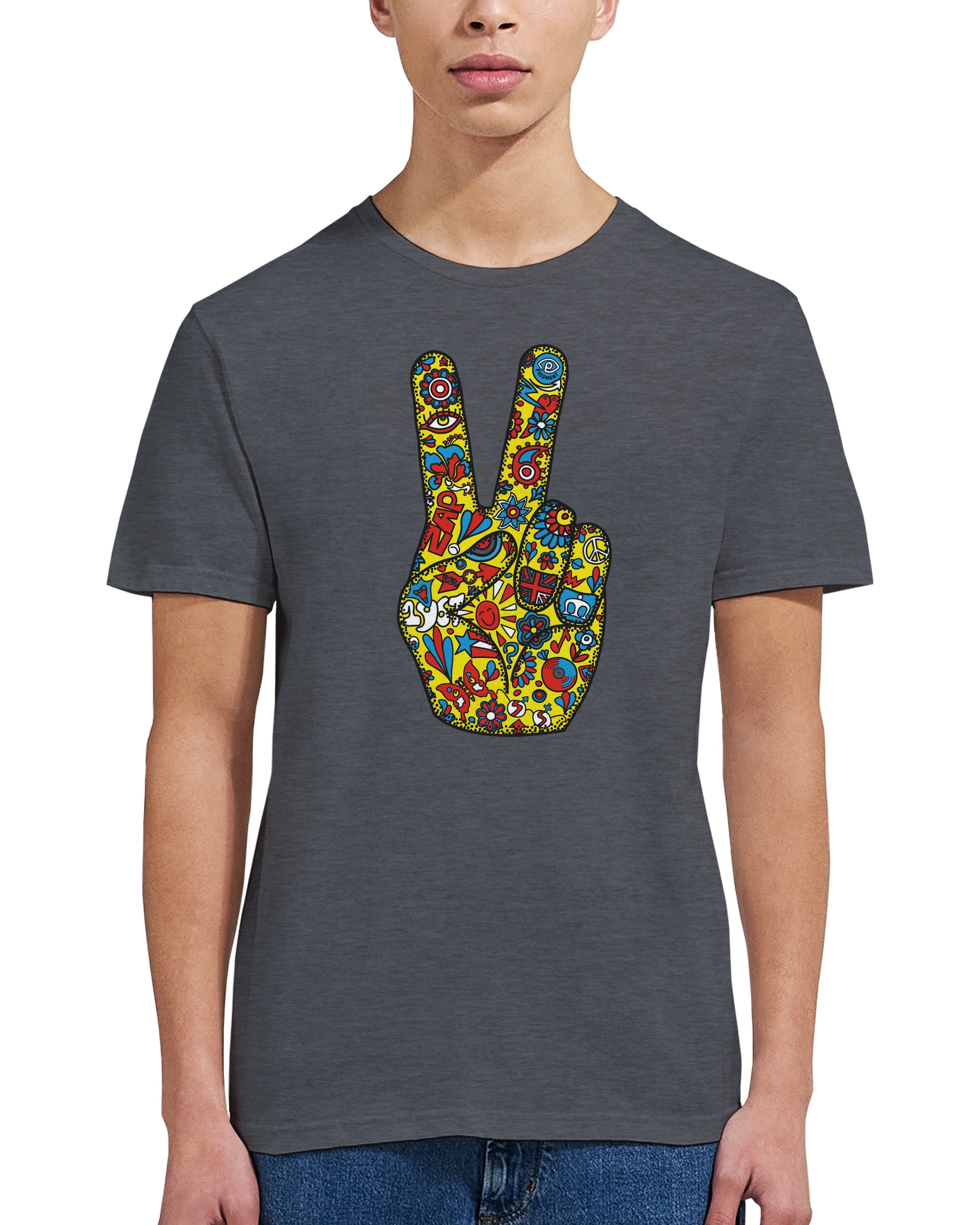 Colour_Dark Heather|Peace Printed T-Shirt Merc x Phigment