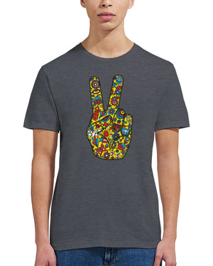 Colour_Dark Heather|Peace Printed T-Shirt Merc x Phigment