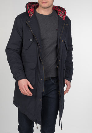 colour_Navy|Tobias Fishtail Parka - Merc London