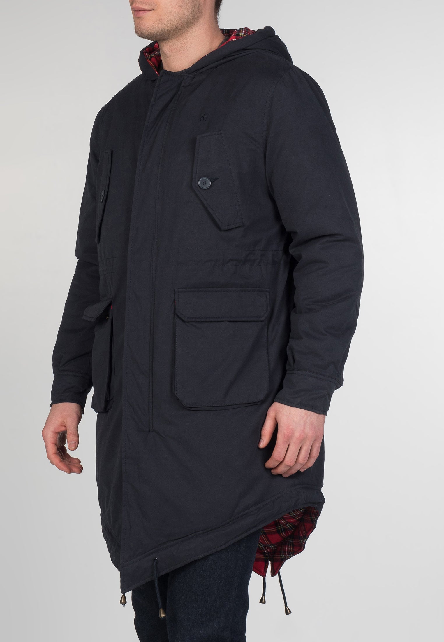colour_Navy|Tobias Fishtail Parka - Merc London