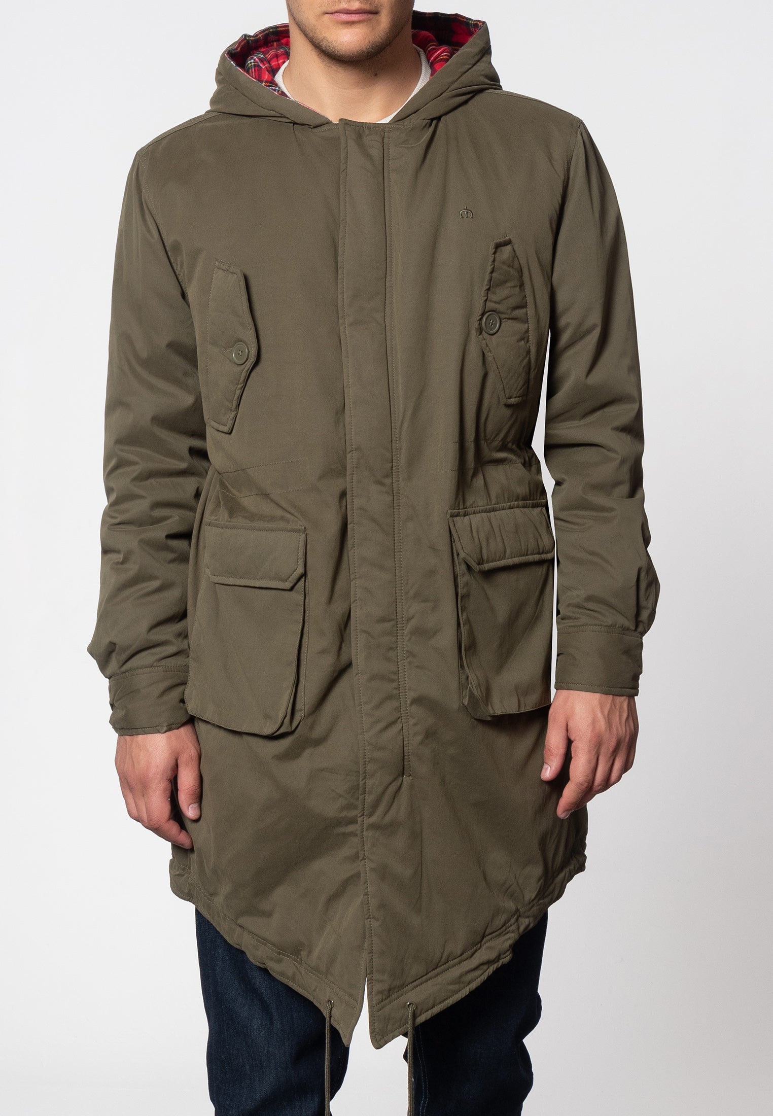 CHAQUETA PARKA PARA HOMBRE MERC LONDON CLÁSICA COLA DE PESCADO MOD TOBIAS -  VERDE