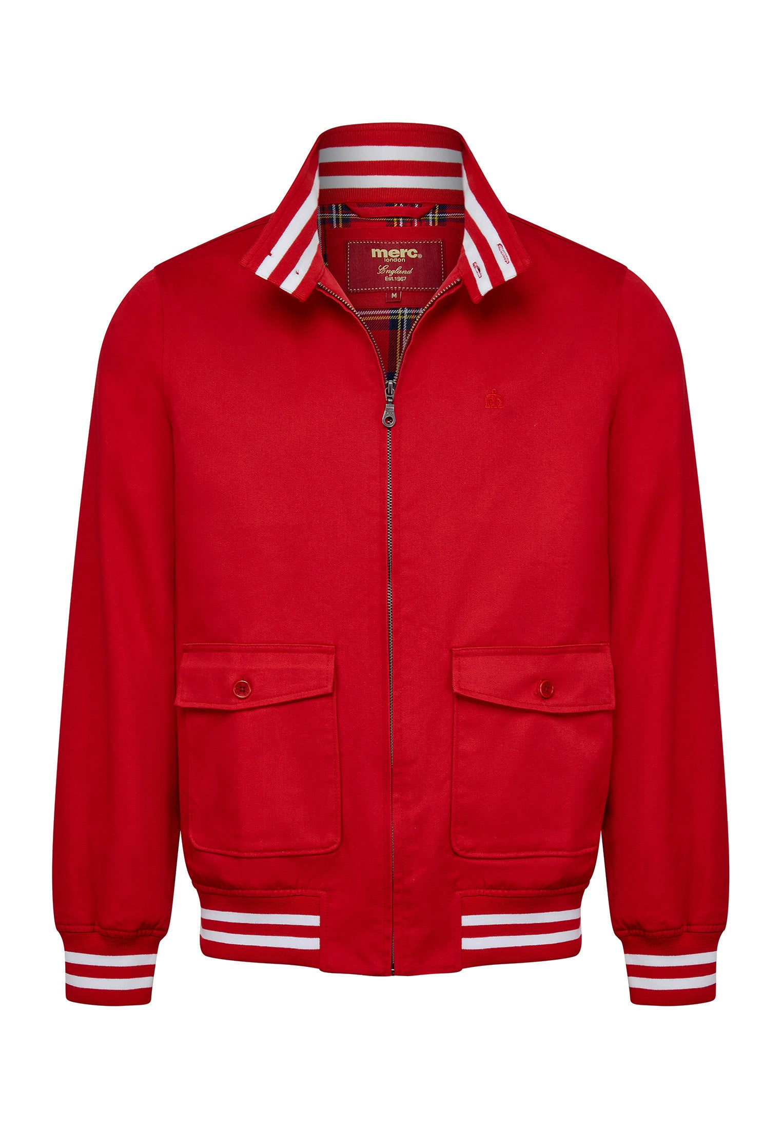 Dunston Tipping Details Harringon Jacket in Red - Merc London