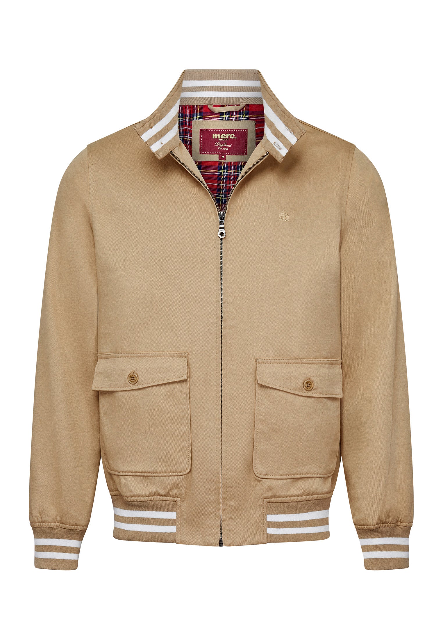 Dunston Tipping Details Harringon Jacket in Tan- Merc London