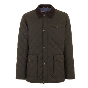 colour_Dark Khaki|Alcester Quilted Jacket - Merc London