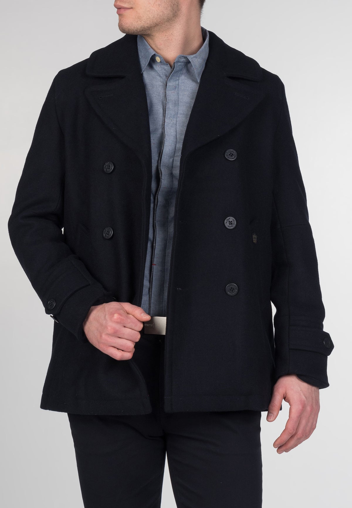 colour_Dark Navy|Doyle Pea Coat - Merc London