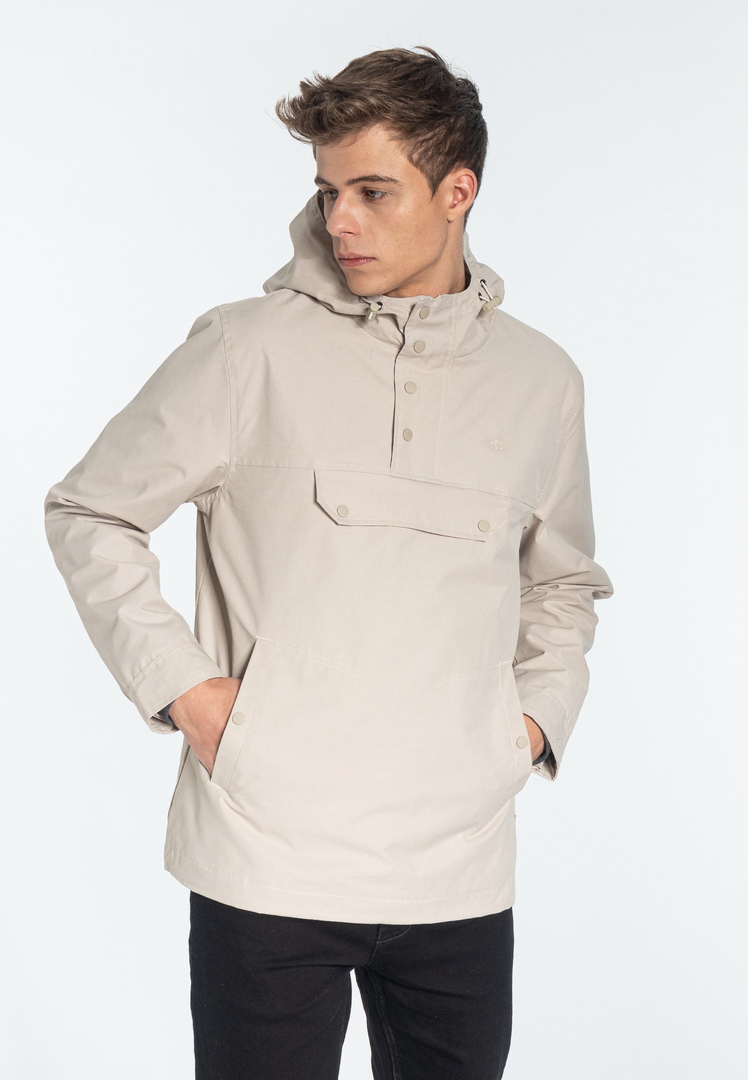 Shield Pullover Windbreaker Jacket Stone - Merc London