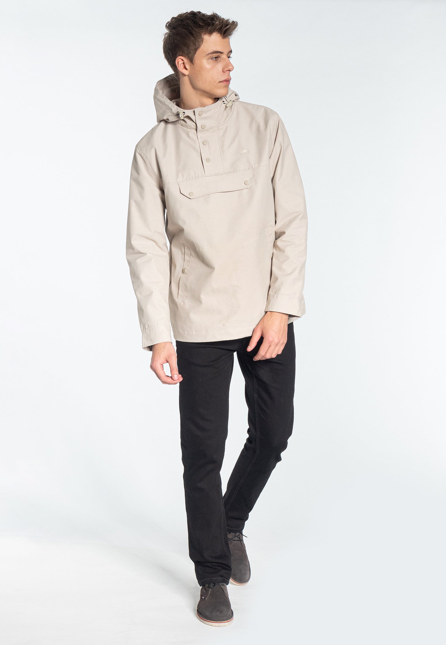 Shield Pullover Windbreaker Jacket Stone - Merc London