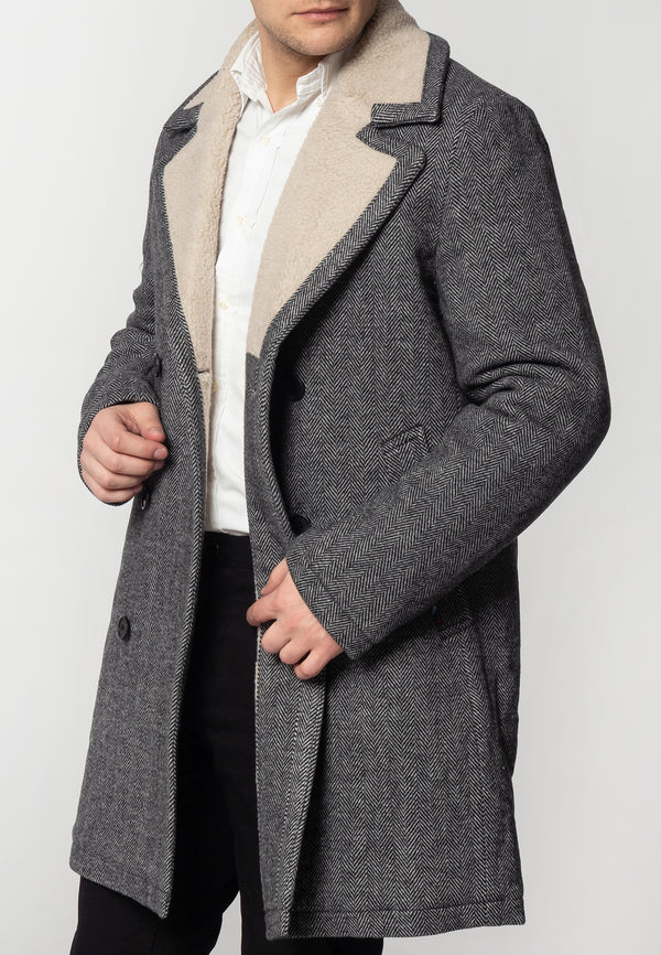 colour_Dark Grey|Fraser Tweed Overcoat - Merc London