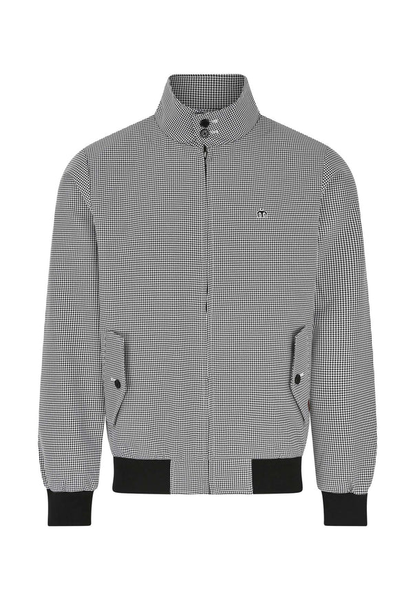 colour_Black/White|Cheshire Houndstooth Harrington Jacket Merc London