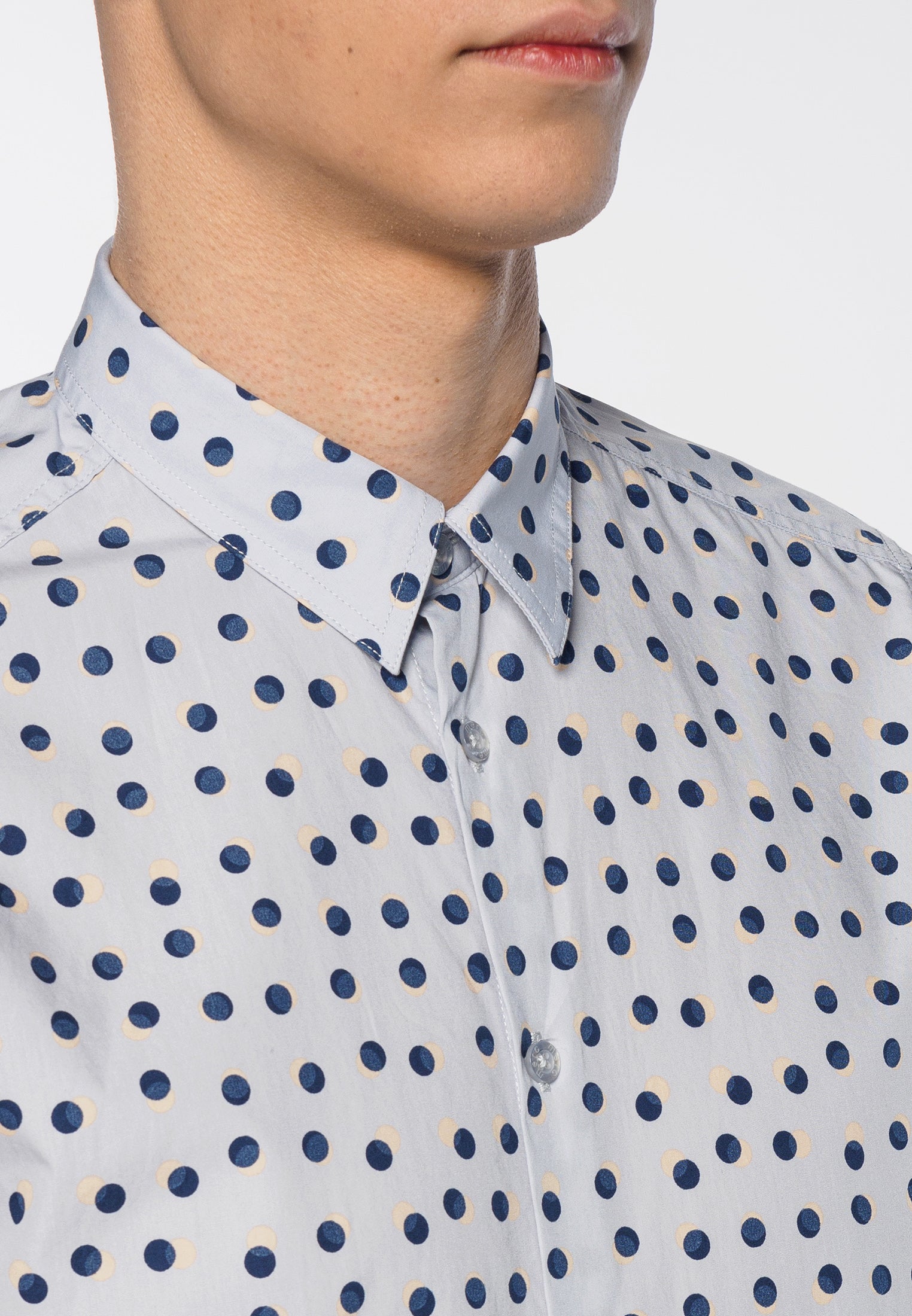 colour_Boy Blue|Shelley Spot Printed Short Sleeve Shirt - Merc London