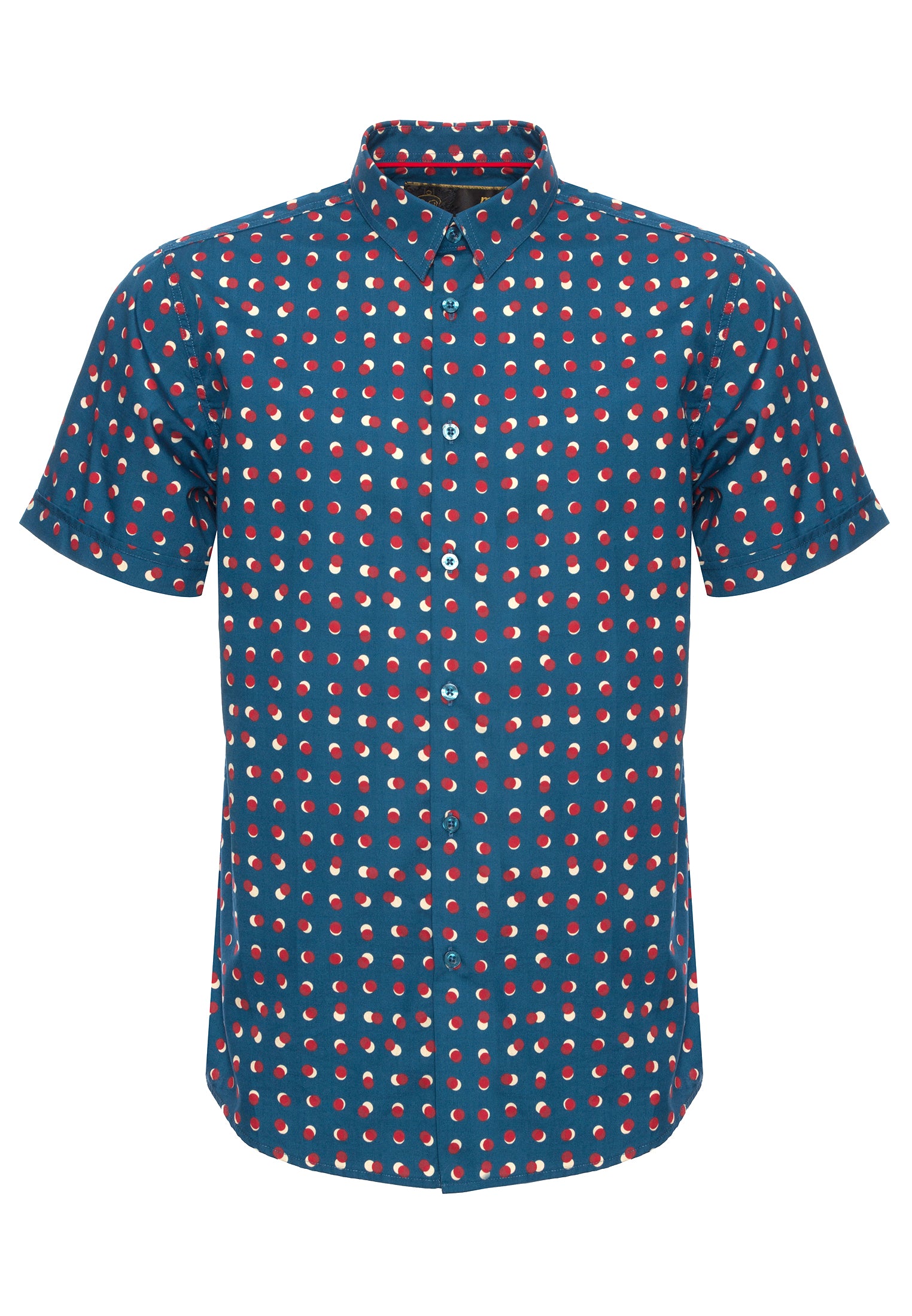 colour_Bright Blue|Shelley Spot Printed Short Sleeve Shirt - Merc London