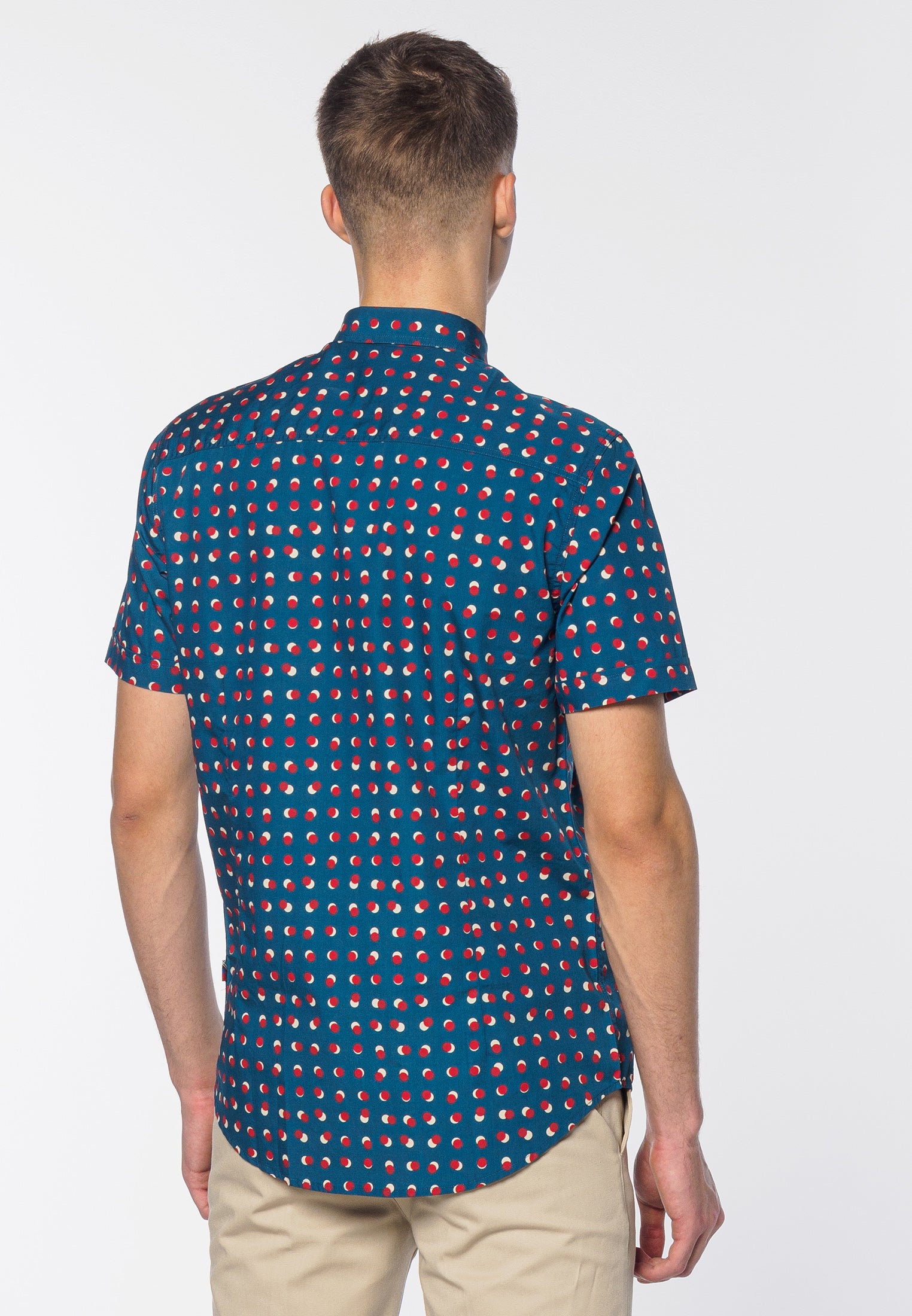 colour_Bright Blue|Shelley Spot Printed Short Sleeve Shirt - Merc London