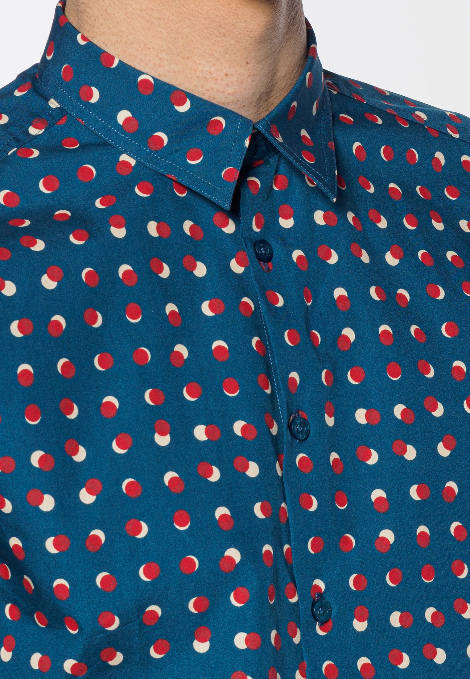 colour_Bright Blue|Shelley Spot Printed Short Sleeve Shirt - Merc London