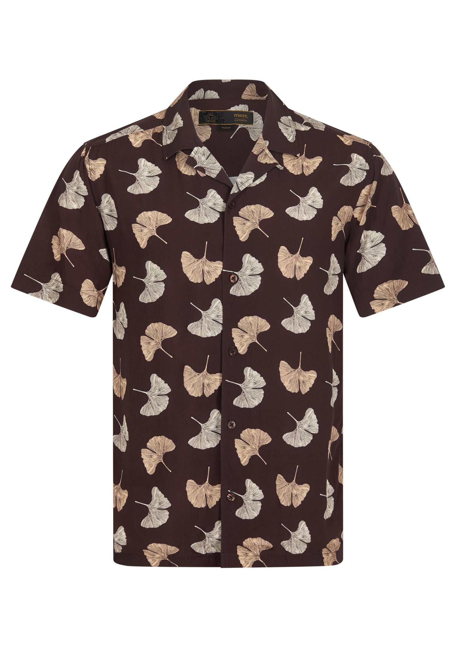 Watkins Leaf Printed Short Sleeve Shirt Ghost - Merc London