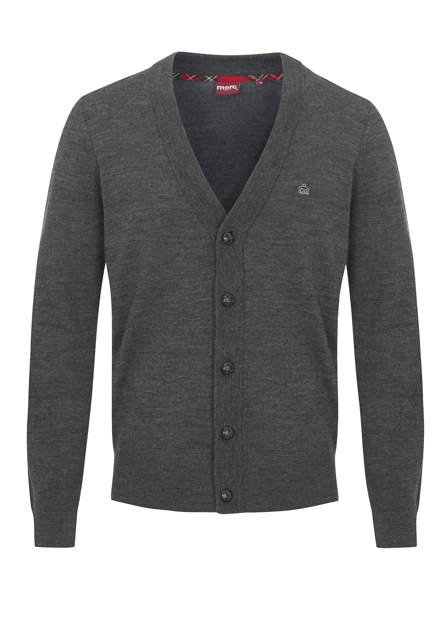 colour_Marl Charcoal|Harris Pure Wool Cardigan - Merc London