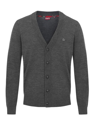 colour_Marl Charcoal|Harris Pure Wool Cardigan - Merc London