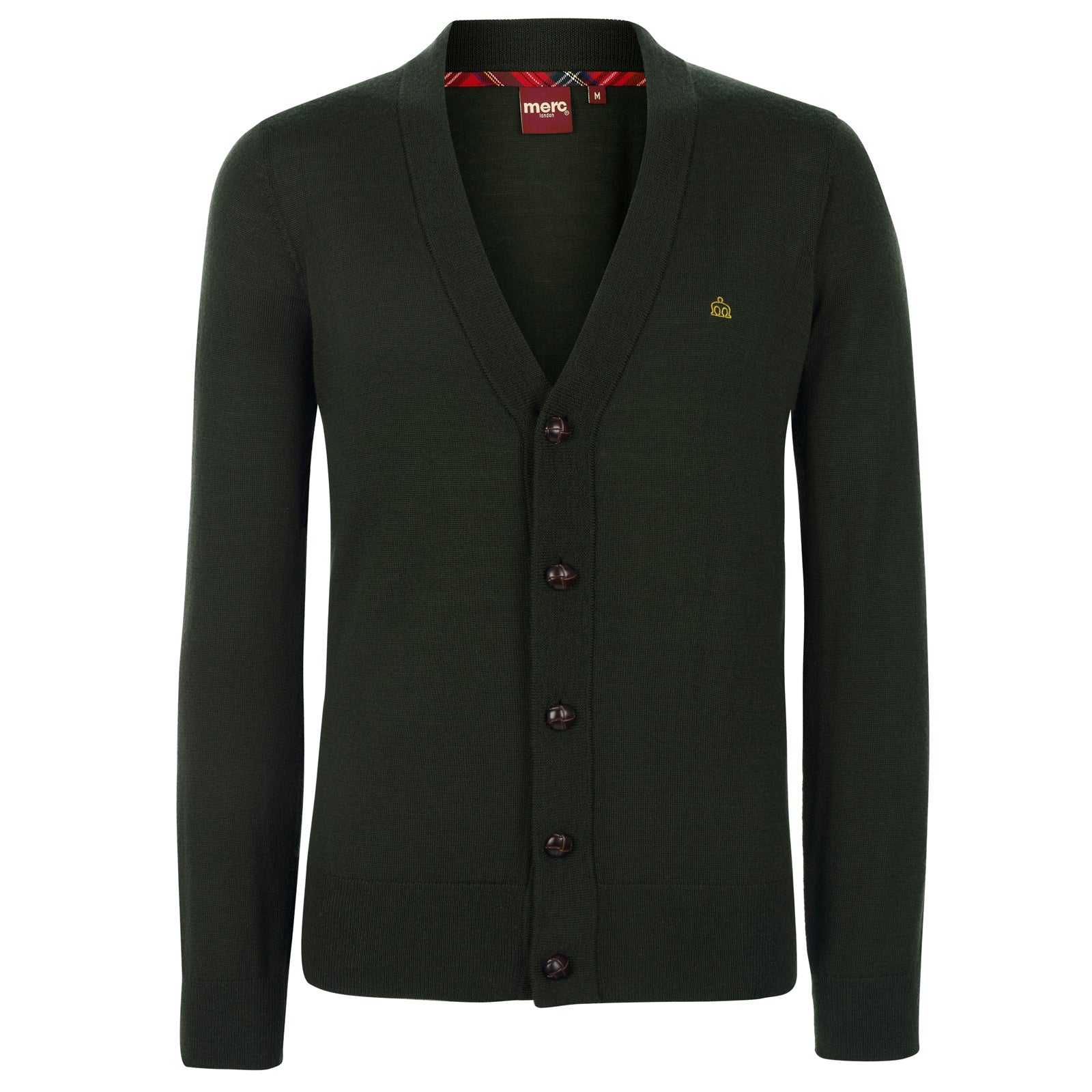 colour_Forest Green|Harris Pure Wool Cardigan - Merc London