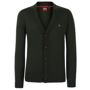 colour_Forest Green|Harris Pure Wool Cardigan - Merc London