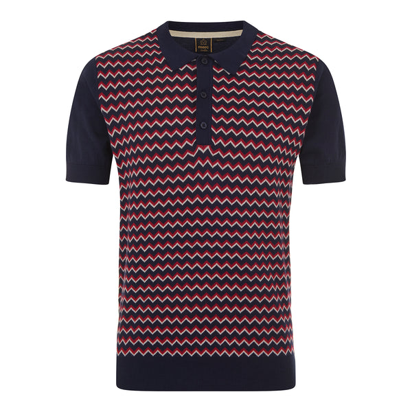 colour_Navy|Demick Knitted Polo - Merc London