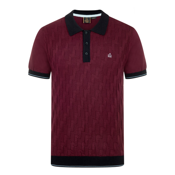 colour_Wine|Haxby Knitted Polo - Merc London