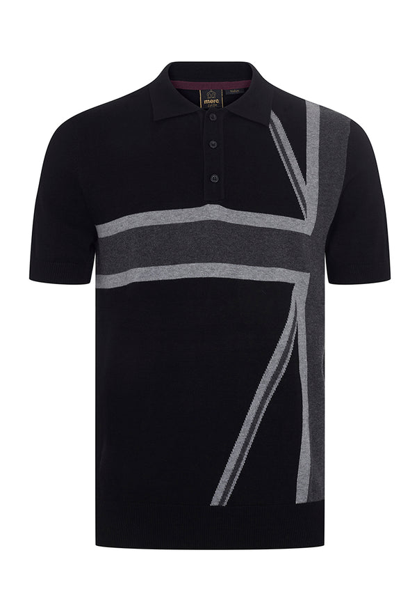 colour_Black|Castle Knit Polo - Merc London