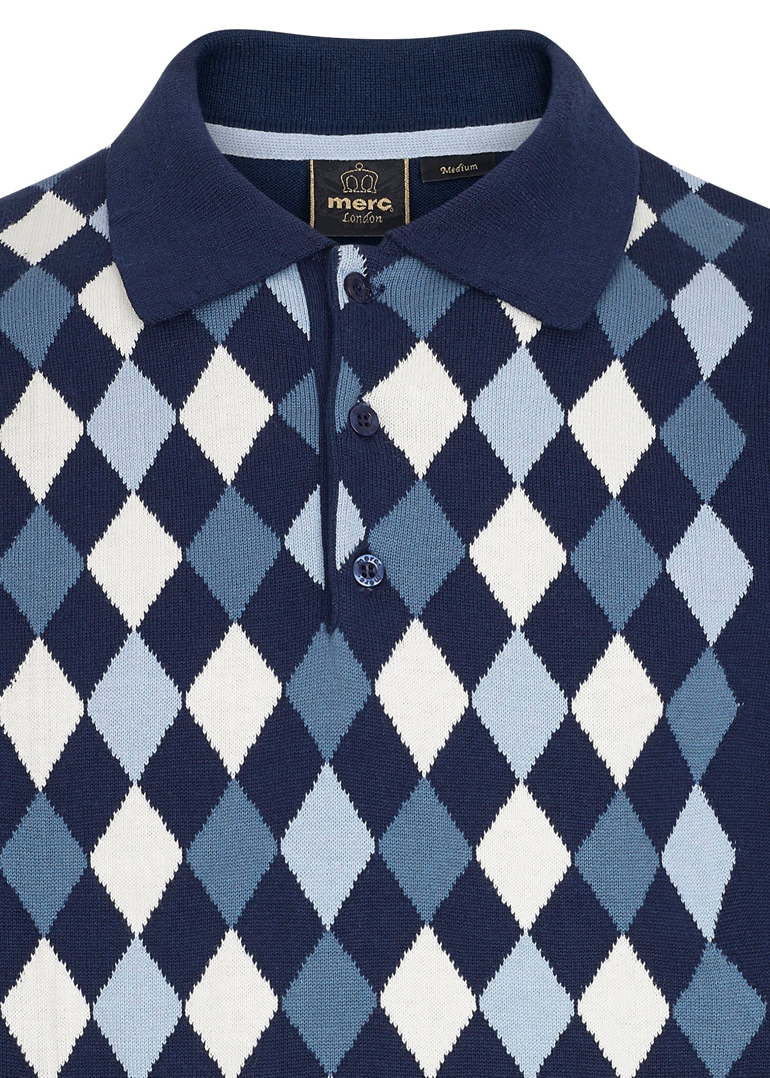 colour_Navy|Echo Knit Polo - Merc London