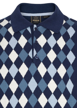 colour_Navy|Echo Knit Polo - Merc London