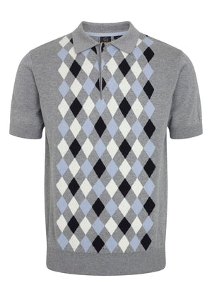 colour_Grey Marl|Echo Knit Polo - Merc London