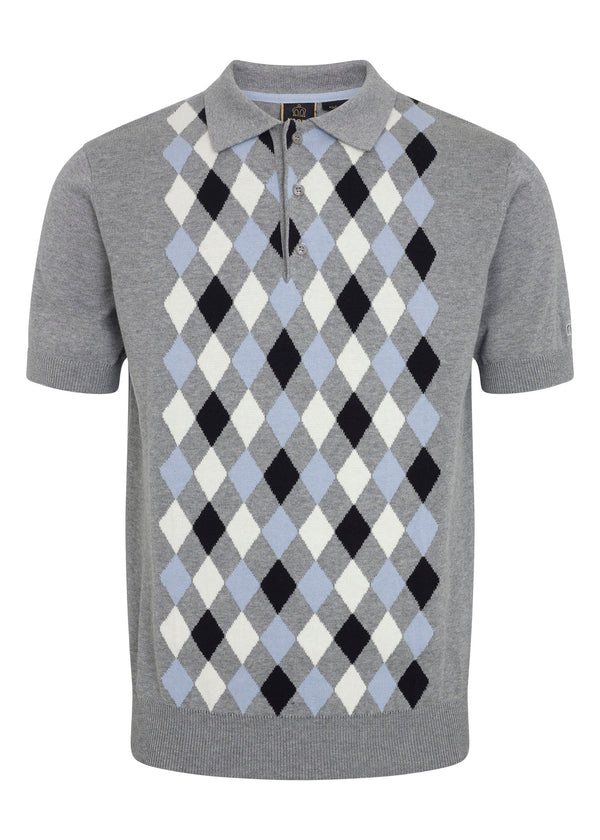 colour_Grey Marl|Echo Knit Polo - Merc London