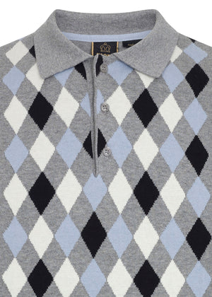 colour_Grey Marl|Echo Knit Polo - Merc London