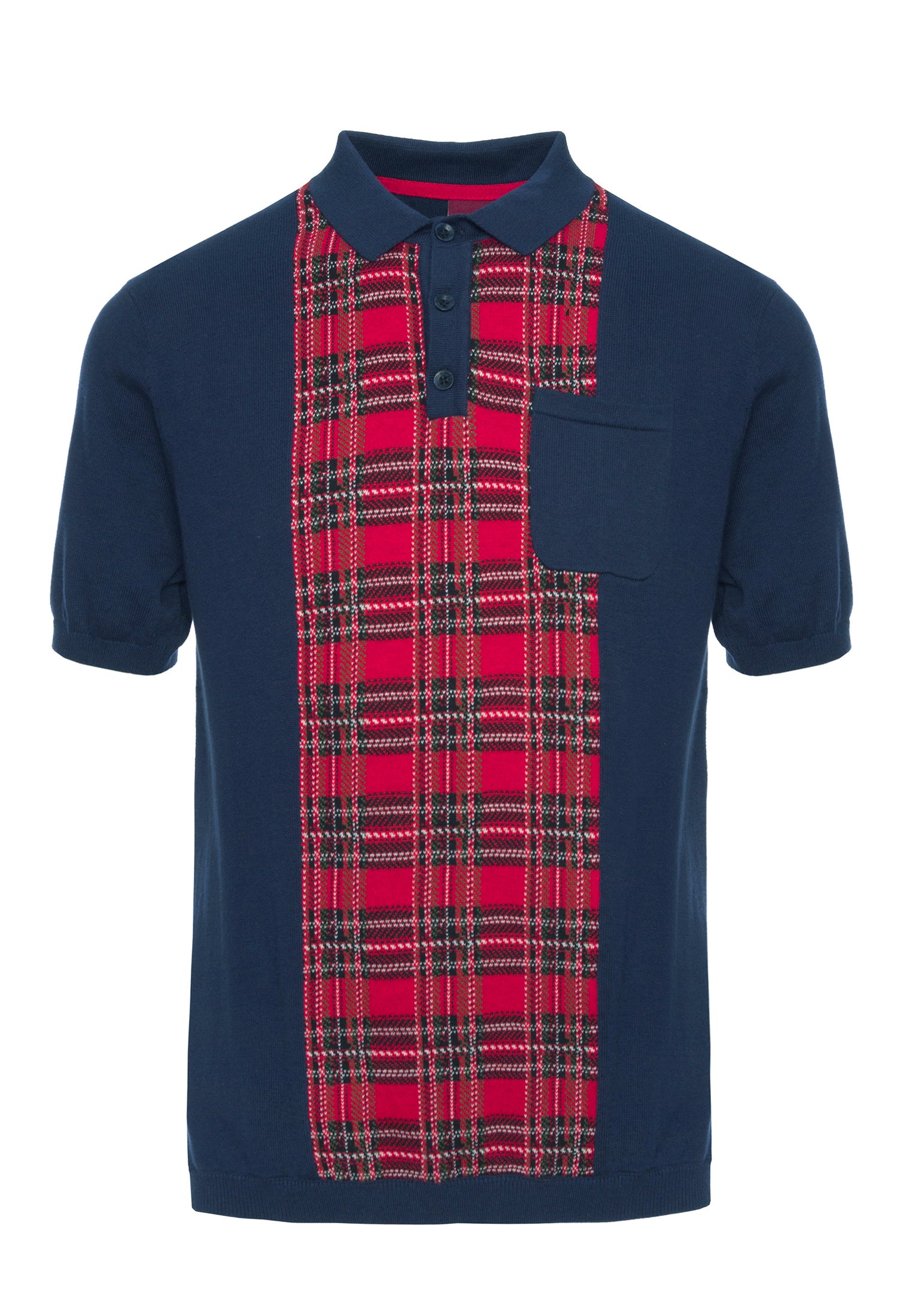 colour_Navy|Luna Knitted Polo Shirt Dark Blue - Merc London
