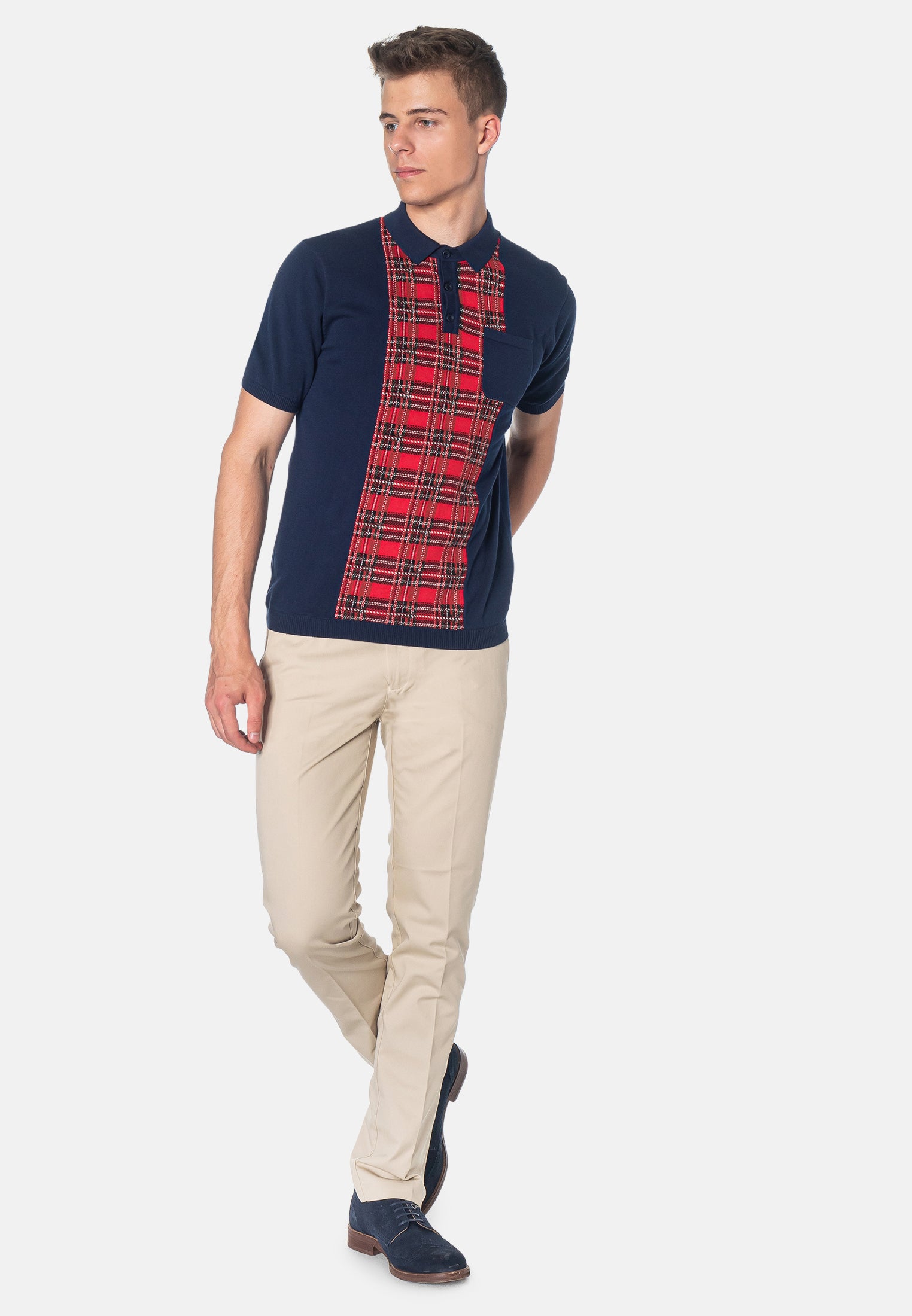 colour_Navy|Luna Knitted Polo Shirt Dark Blue - Merc London