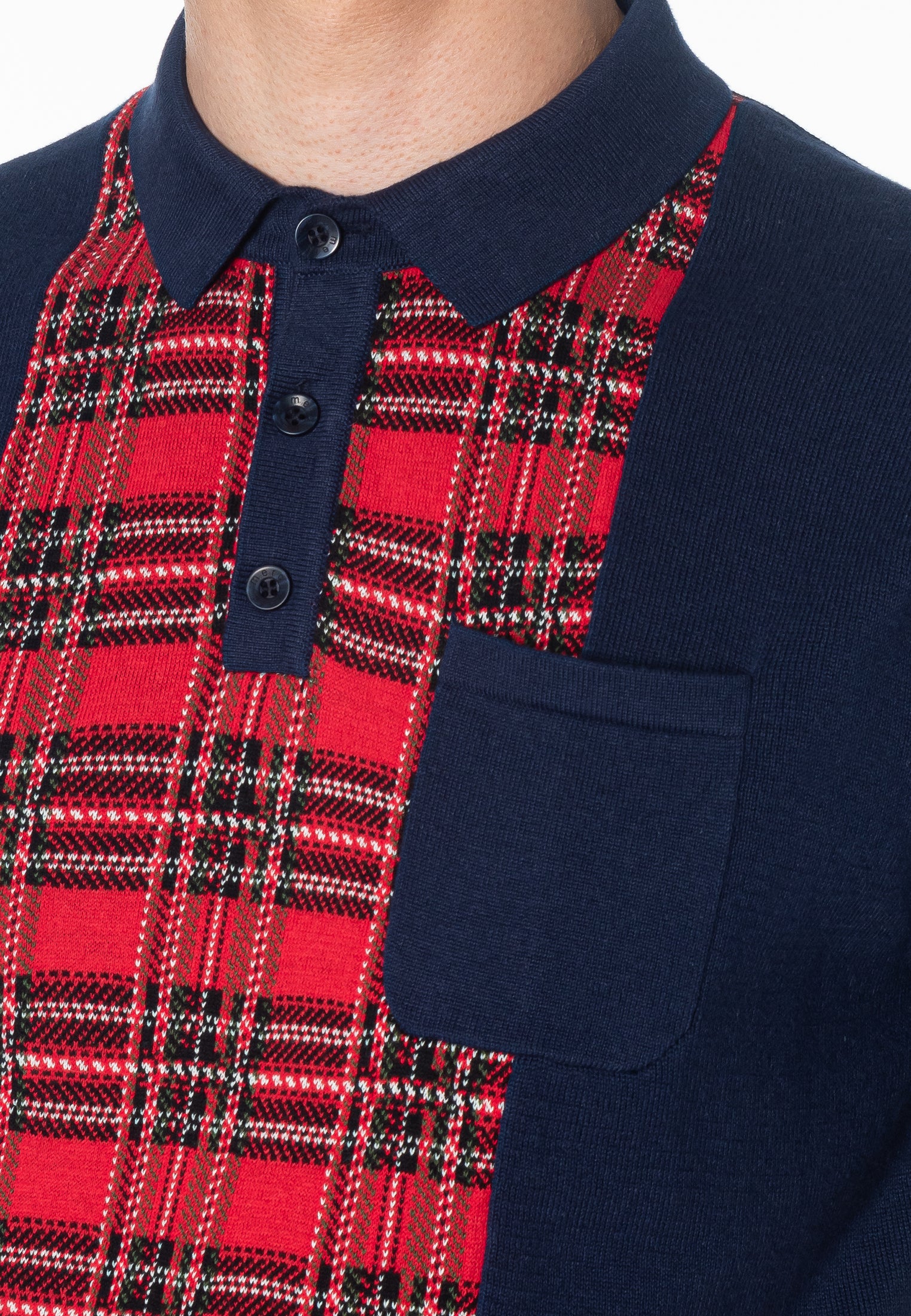 colour_Navy|Luna Knitted Polo Shirt Dark Blue - Merc London