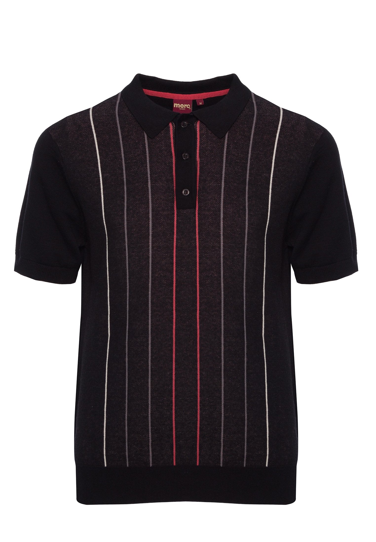 Stirling Vertical Stripes Knitted Polo Shirt - Merc London