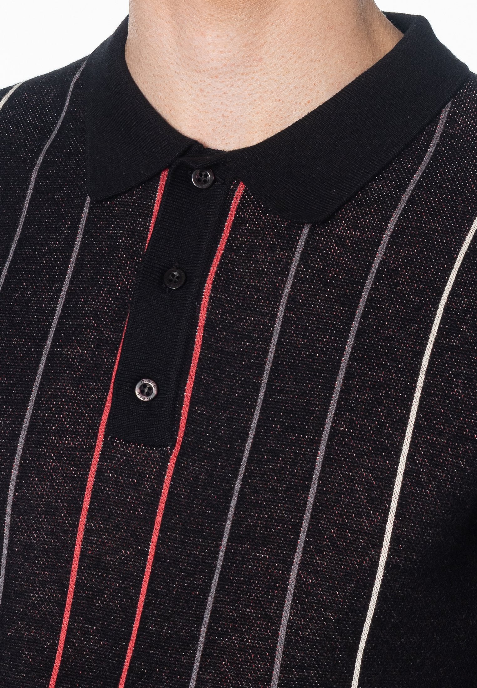 Stirling Vertical Stripes Knitted Polo Shirt - Merc London
