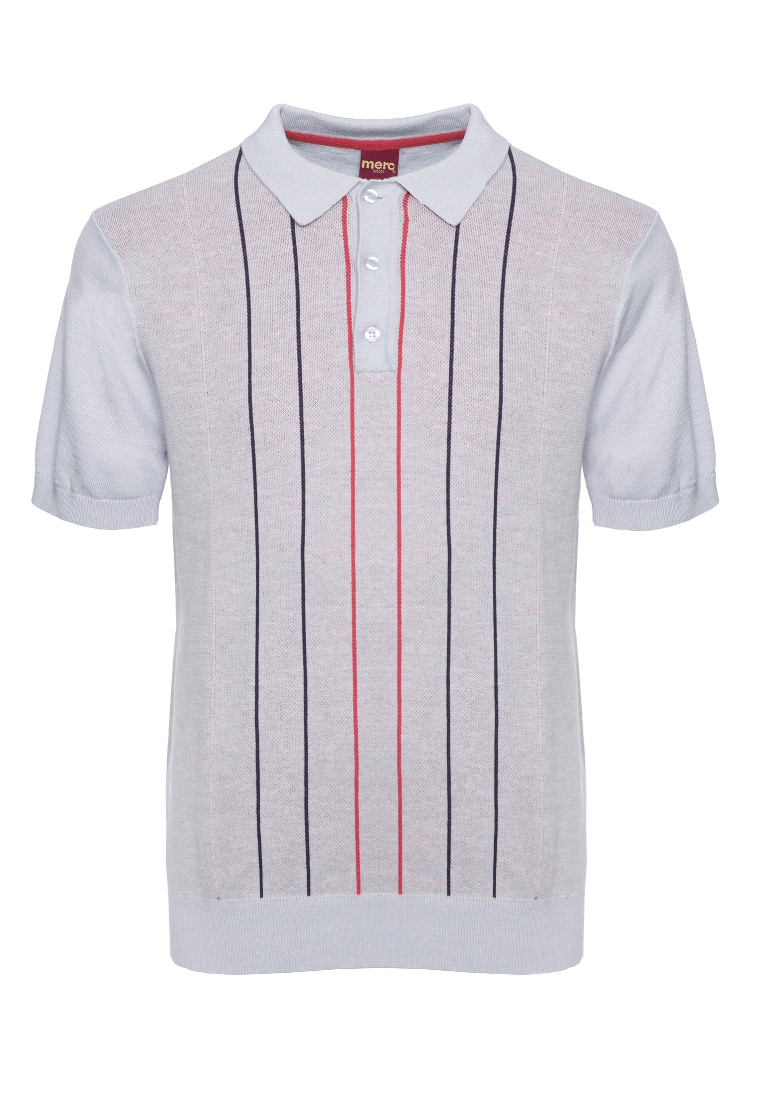 Stirling Vertical Stripes Knitted Polo Shirt - Merc London