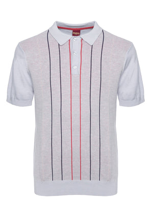 colour_Boy Blue|Stirling Vertical Stripes Knitted Polo Shirt - Merc London