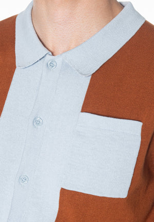 colour_Sky|Conduit Knitted Polo Shirt - Merc London