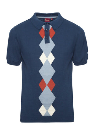 colour_Dark Slate|Ansell Knitted Polo Shirt - Merc London
