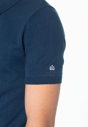 colour_Dark Slate|Ansell Knitted Polo Shirt - Merc London
