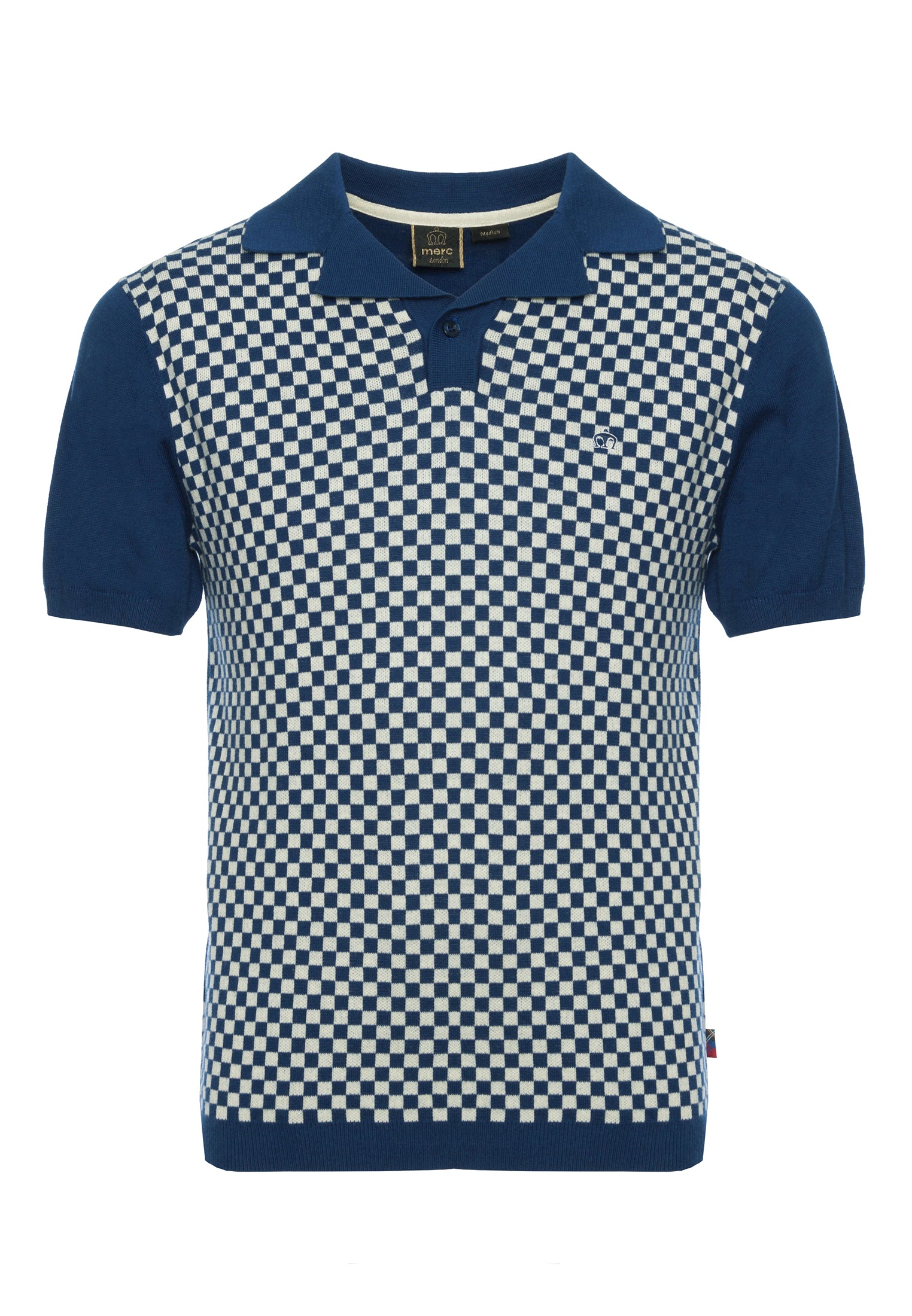 Wharf Checkerboard Knitted Polo Shirt - Merc London