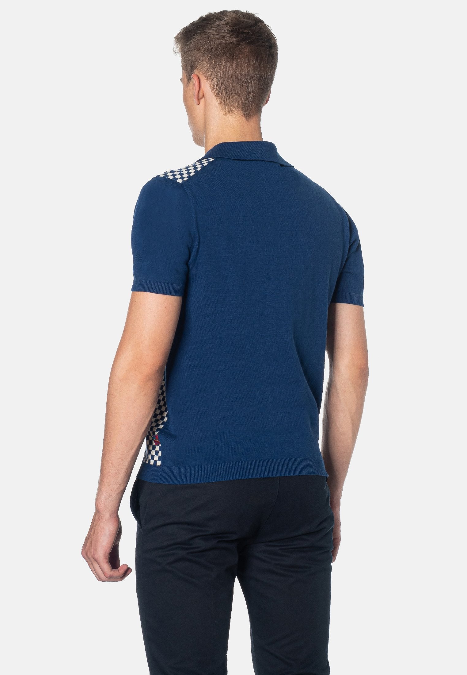 Wharf Checkerboard Knitted Polo Shirt - Merc London