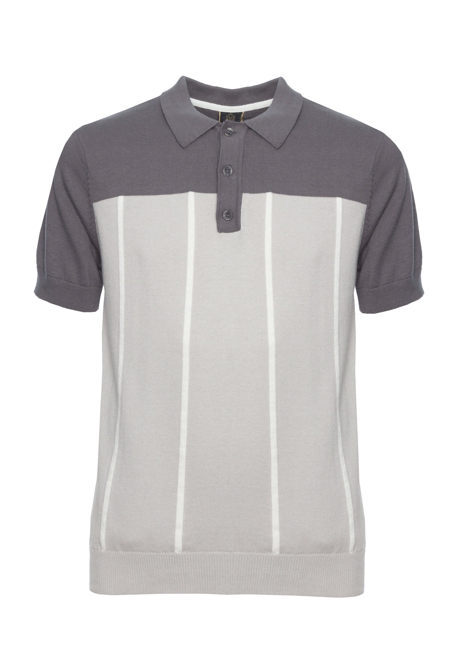 Marble Knitted Two-Tone Polo Shirt - Merc London